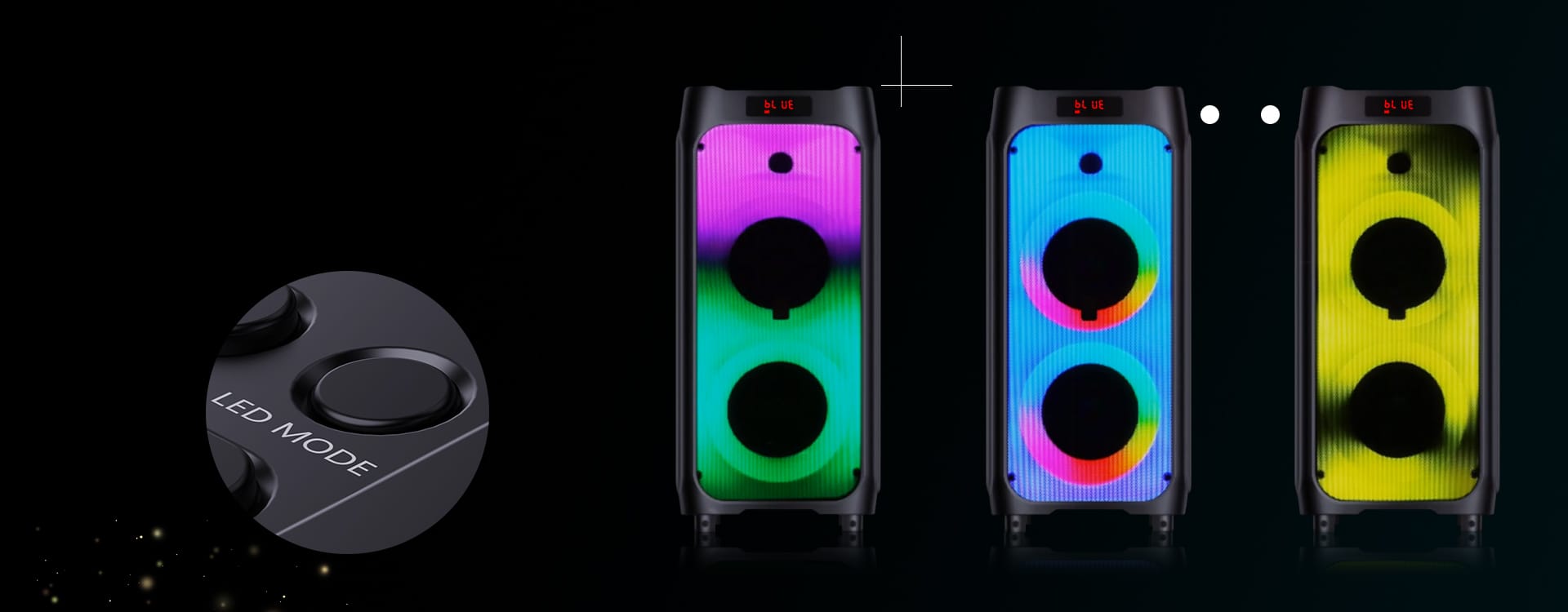 JYX T8 karaoke machine with dynamic light show and LED Mode button to switch light modes