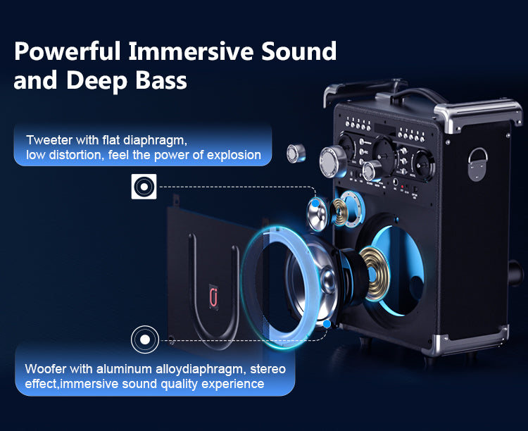 JYX S8 karaoke machine with powerful sound and deep bass