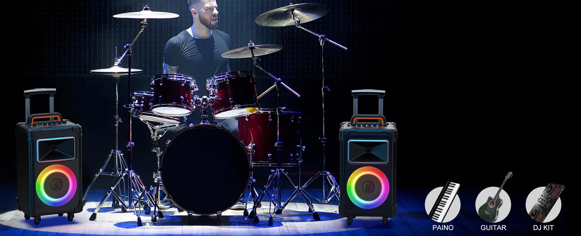 JYX karaoke machine AN20 with musical instrument connection includes paino, guitar and DJ kit