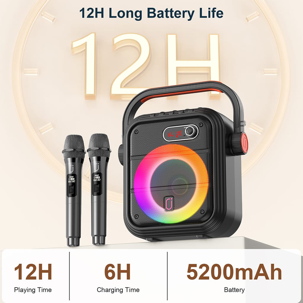 JYX 66 Pro Karaoke Machine with 12-Hour Battery Life