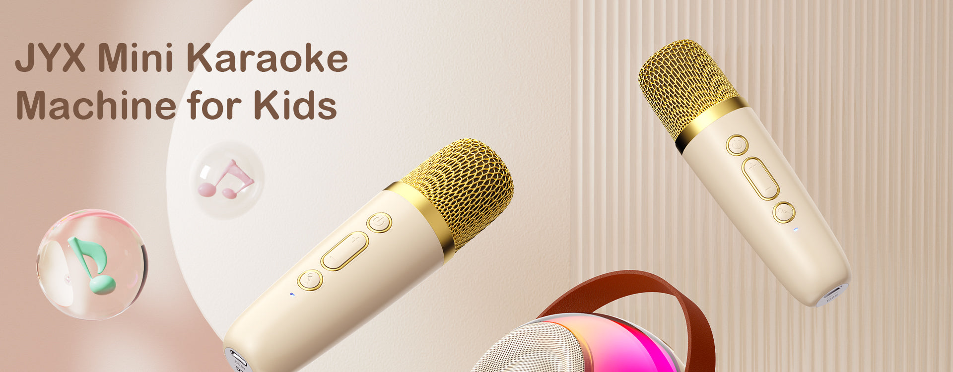 JYX D25 karaoke machine with 2 wireless mics, perfect for kids.