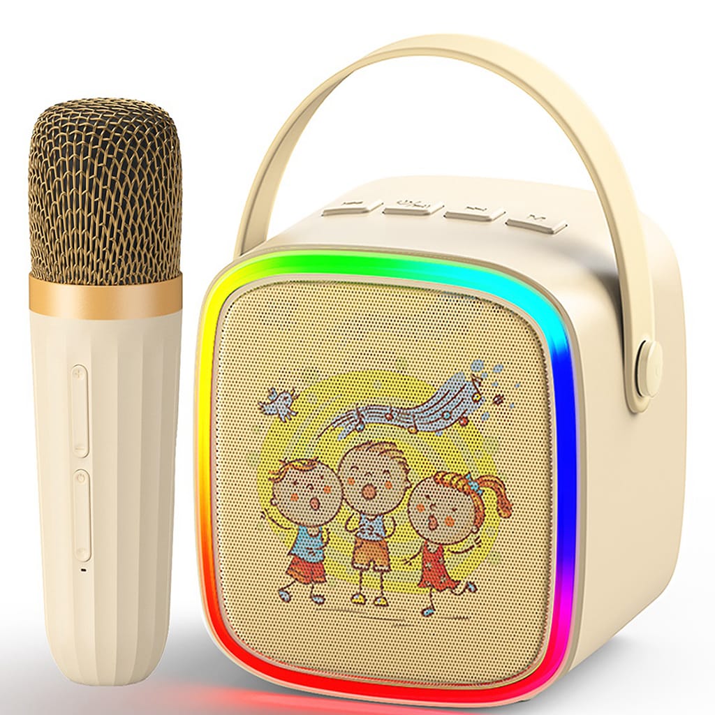 JYX D26 Karaoke Machine in Beige with 1 Microphone