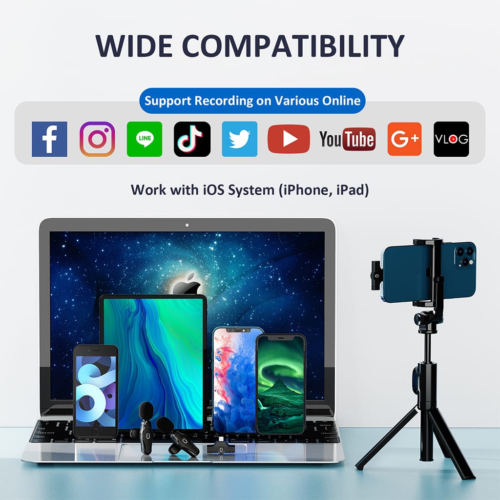 JYX K38 Wireless Lavalier Microphone - Compatible with iPhone and iPad