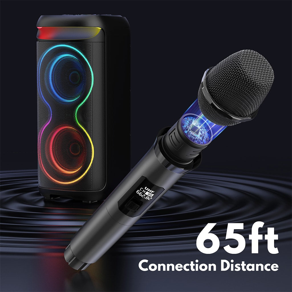 JYX T20 karaoke machine comes with two long-range microphones for wide area coverage