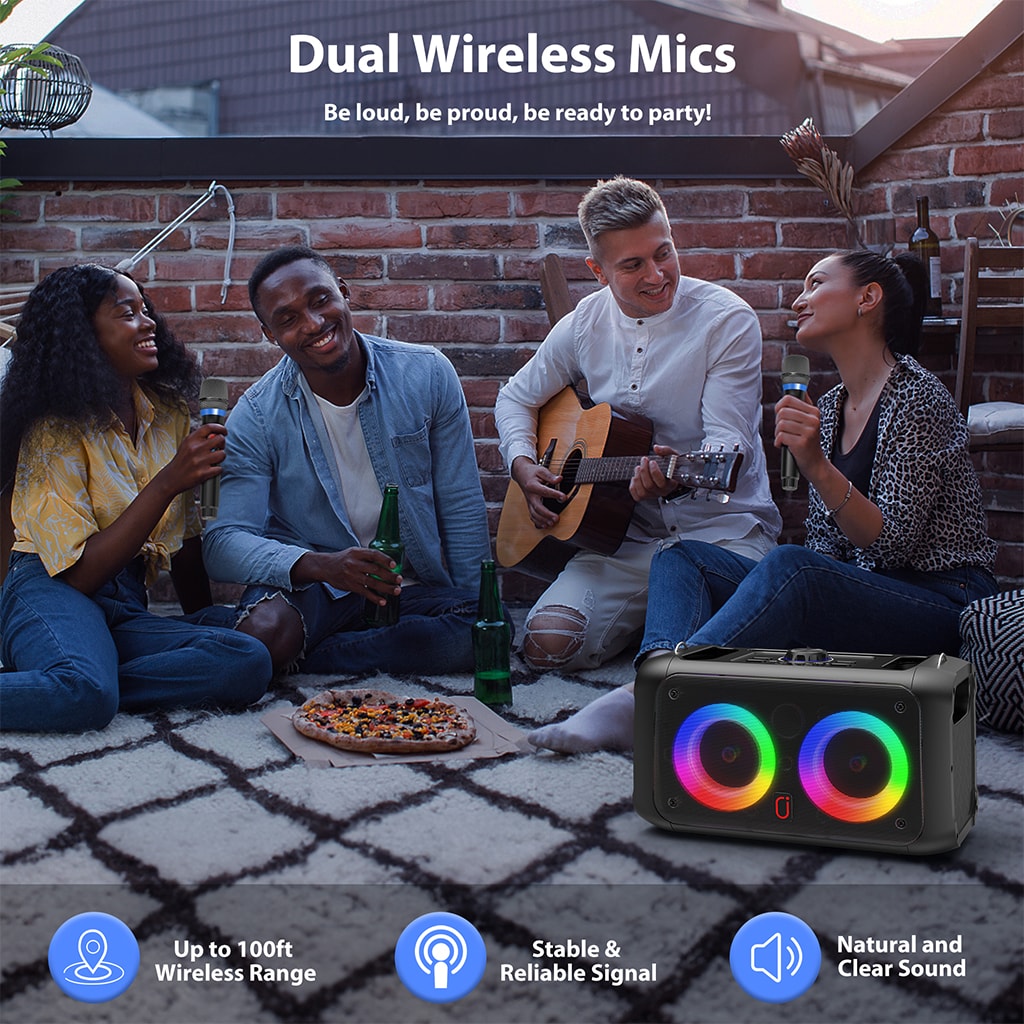 JYX T22 karaoke machine With Dual Wireless Mics