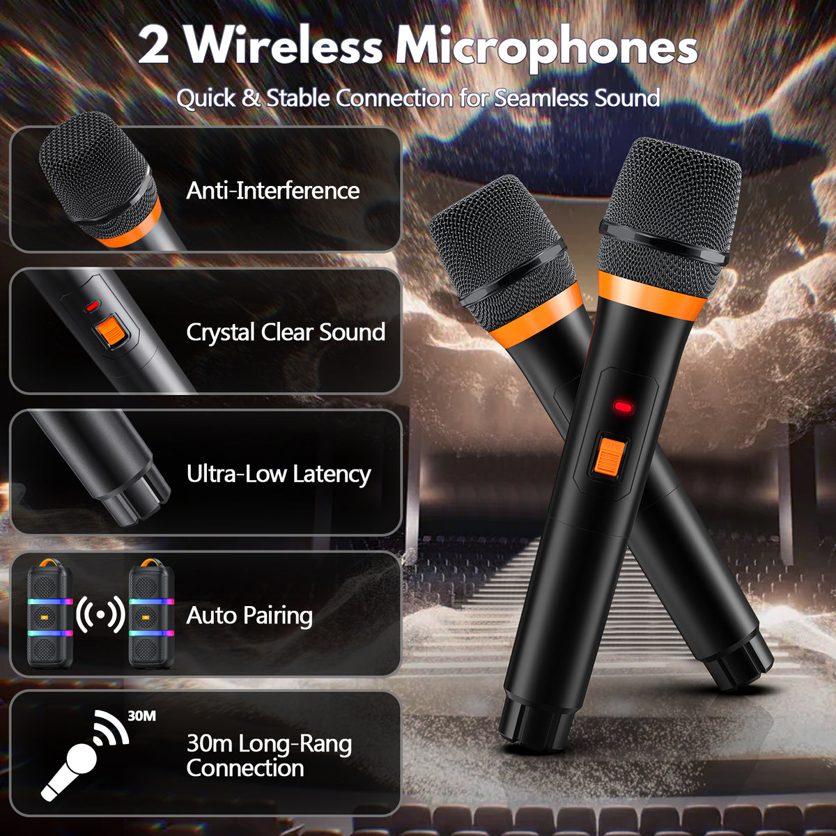JYX T29-T Bluetooth Speaker with 2 Wireless Microphone