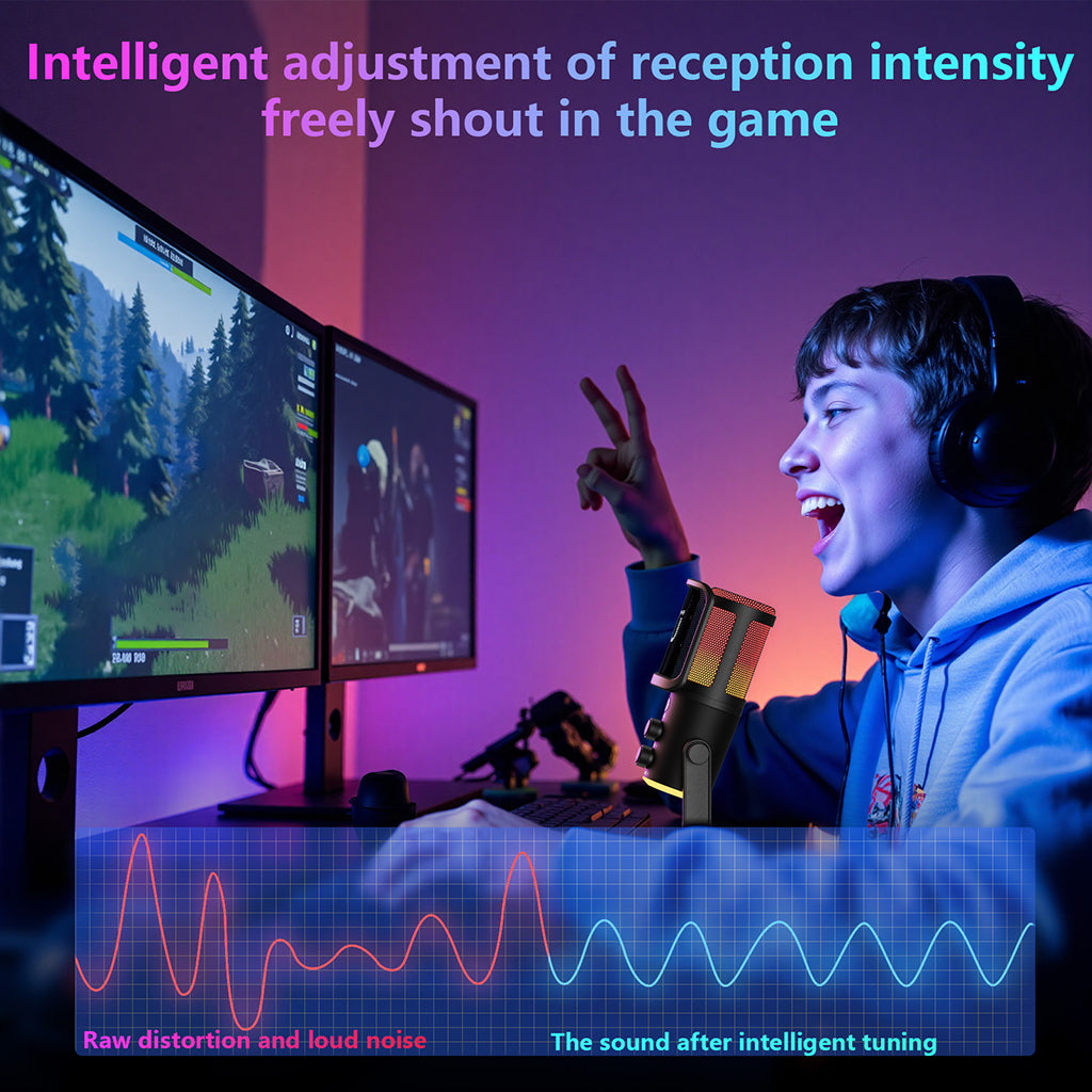 JYX U120 game microphone with intelligent sound tuning for clear voice and reduced distortion during gameplay