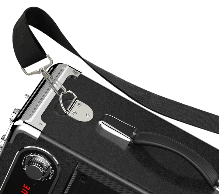 handle and strap of JYX S55 portable karaoke machine
