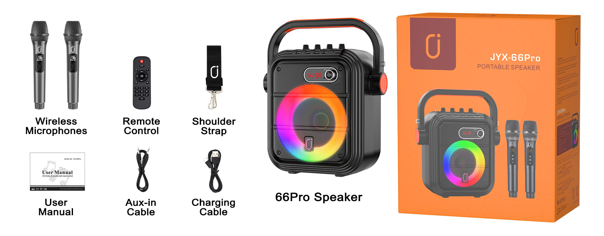 jyx 66pro karaoke machine packinng accessories