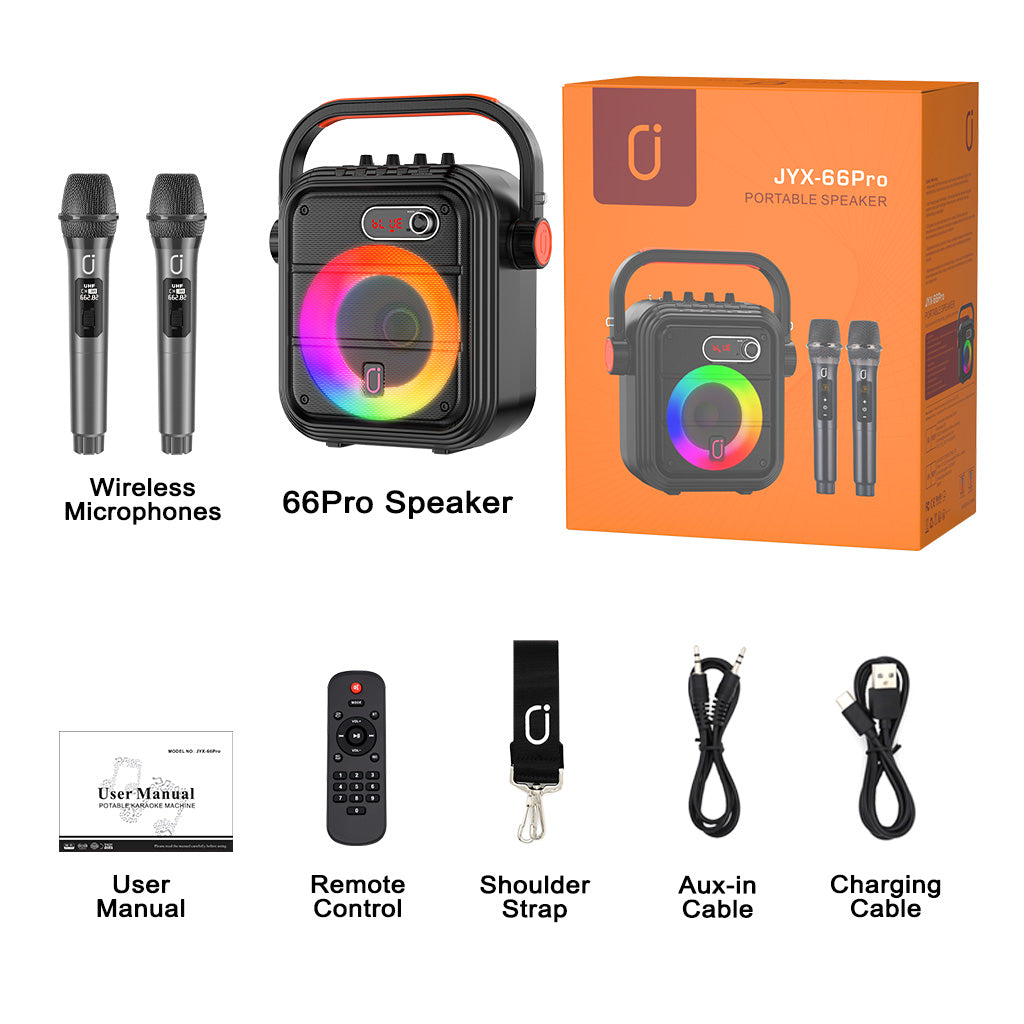 jyx 66pro karaoke machine packinng accessories
