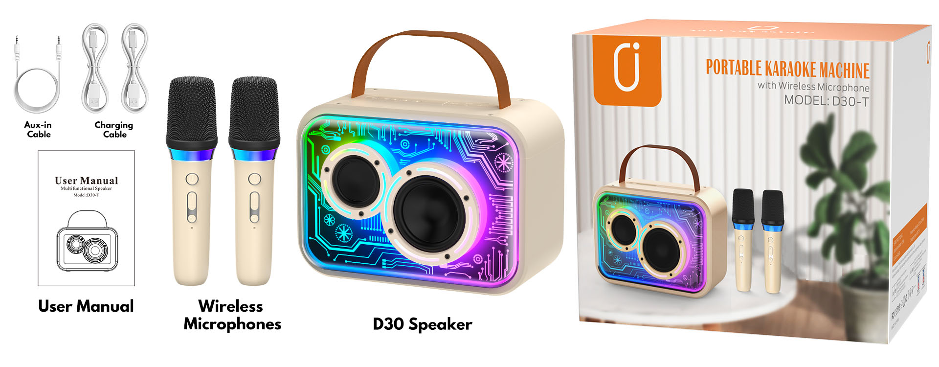 jyx D30 karaoke machine packinng accessories