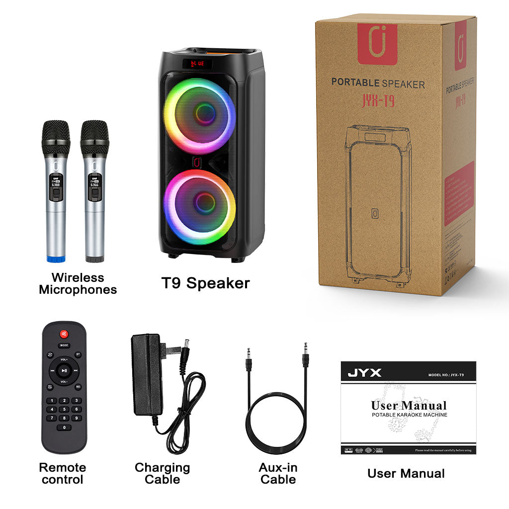 jyx T9 karaoke machine packing accessories