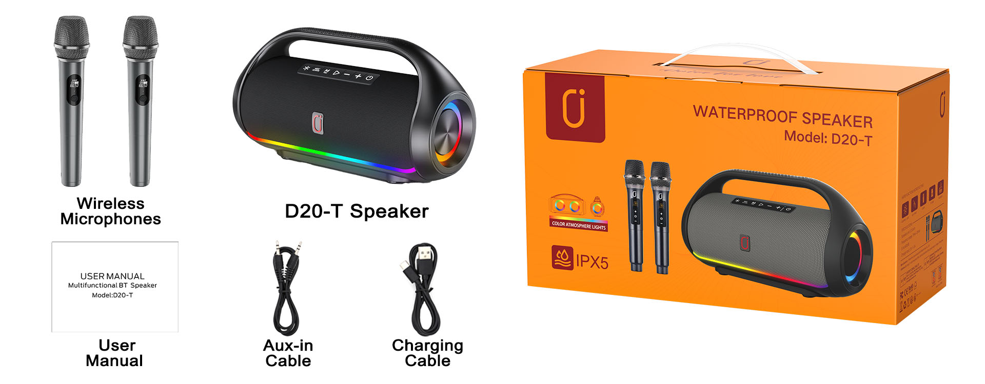 jyx d20 karaoke machine packinng accessories