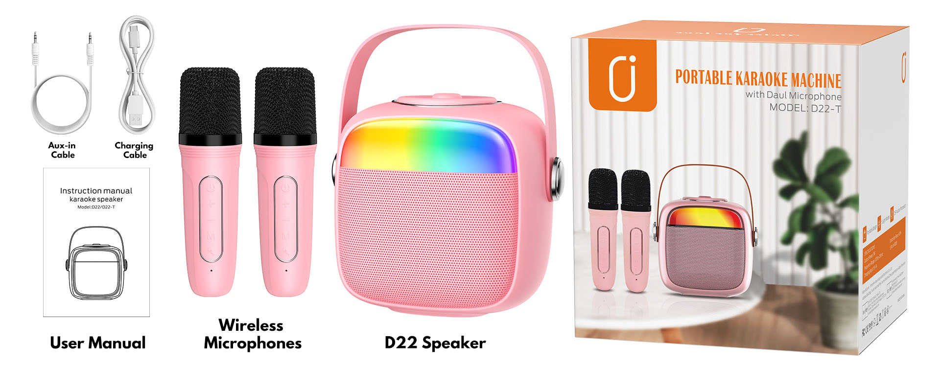 jyx D22 karaoke machine packing accessories