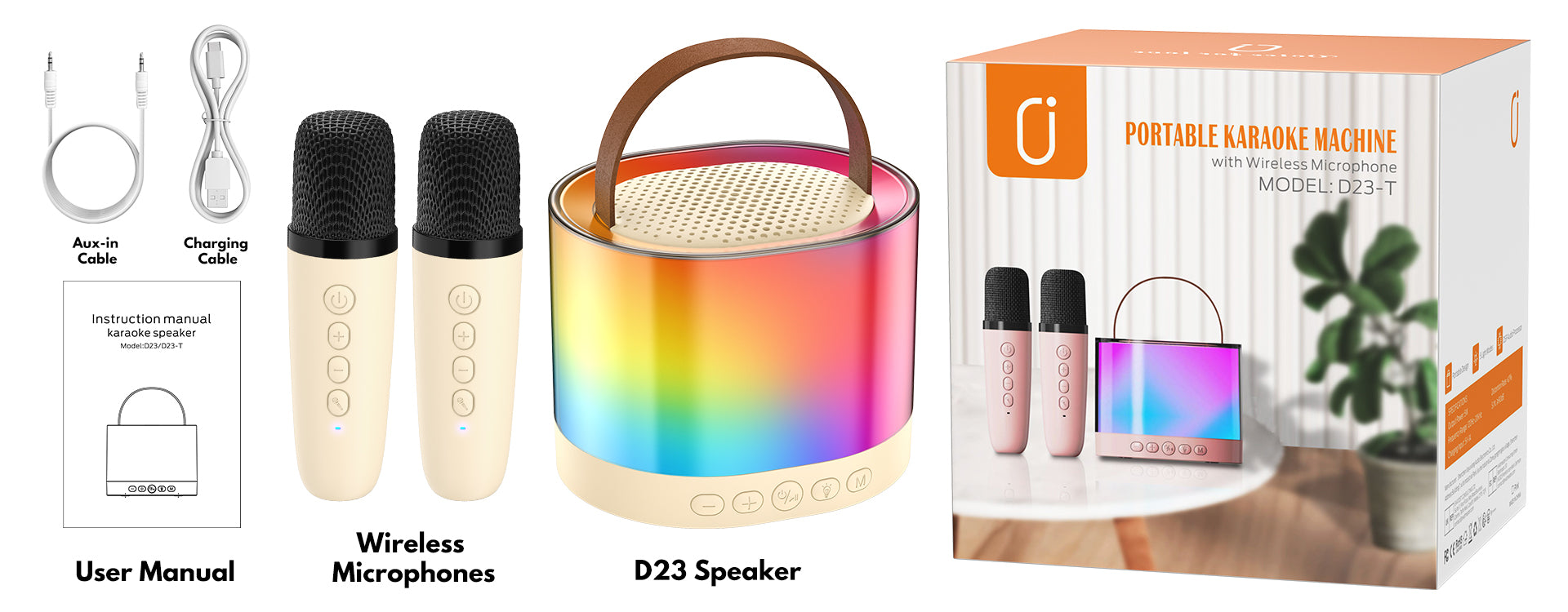 jyx D23 karaoke machine packing accessories
