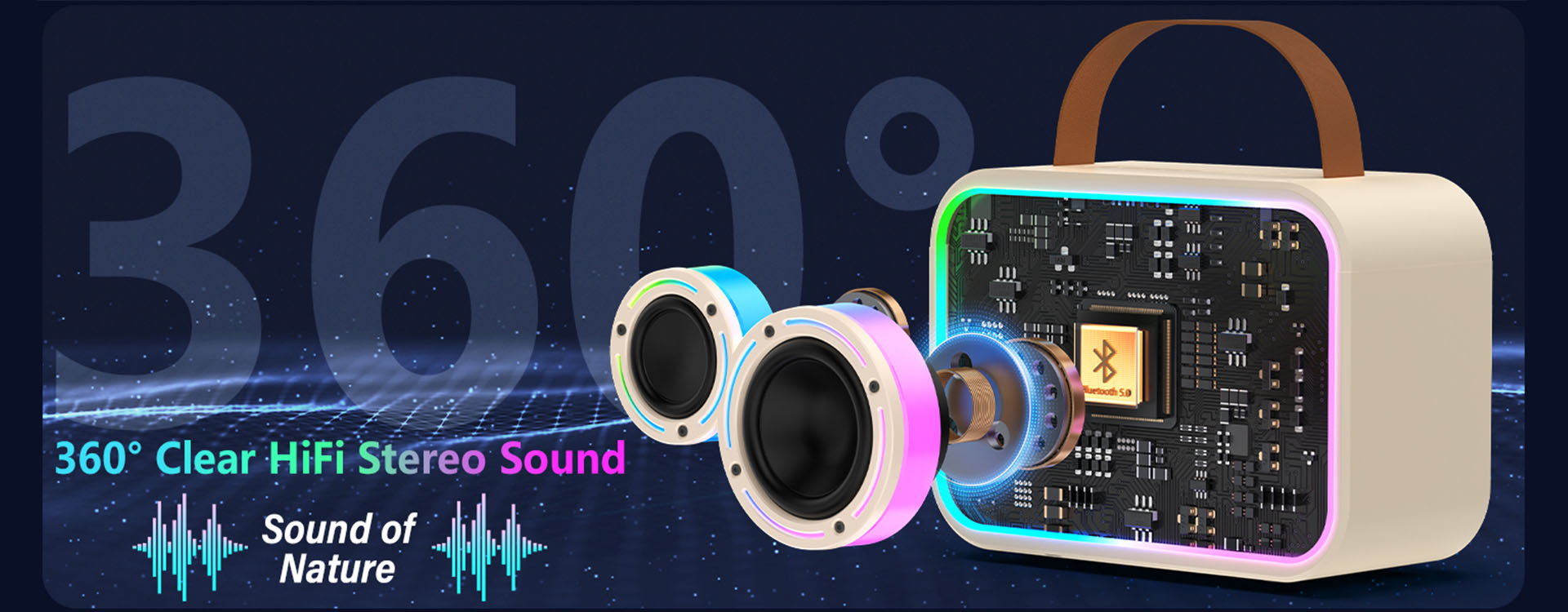JYX D30 Singing Machine Karaoke Bluetooth with Wireless Mic, 360° clear HiFi stereo sound, Sound of Nature.