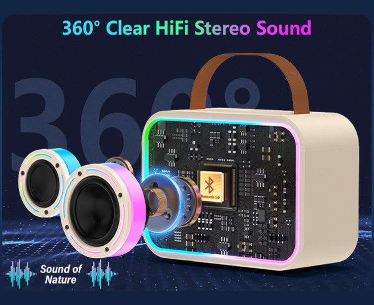 JYX D30 Singing Machine Karaoke Bluetooth with Wireless Mic, 360° clear HiFi stereo sound, Sound of Nature.