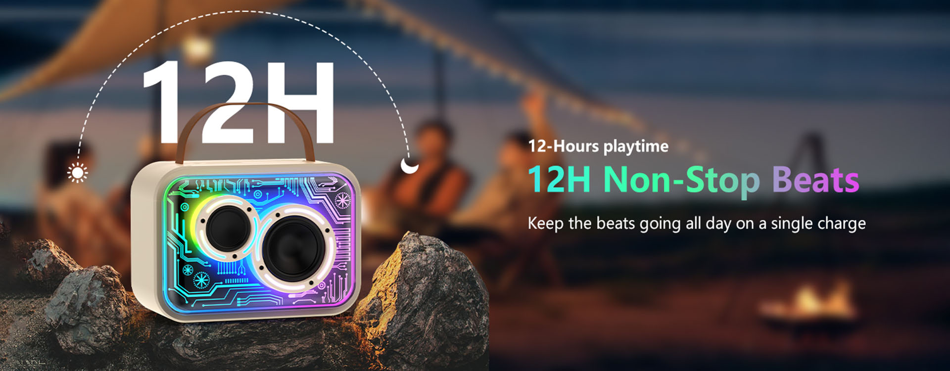 JYX D30 Karaoke Machine with 12 hours playtime for non-stop beats all day.