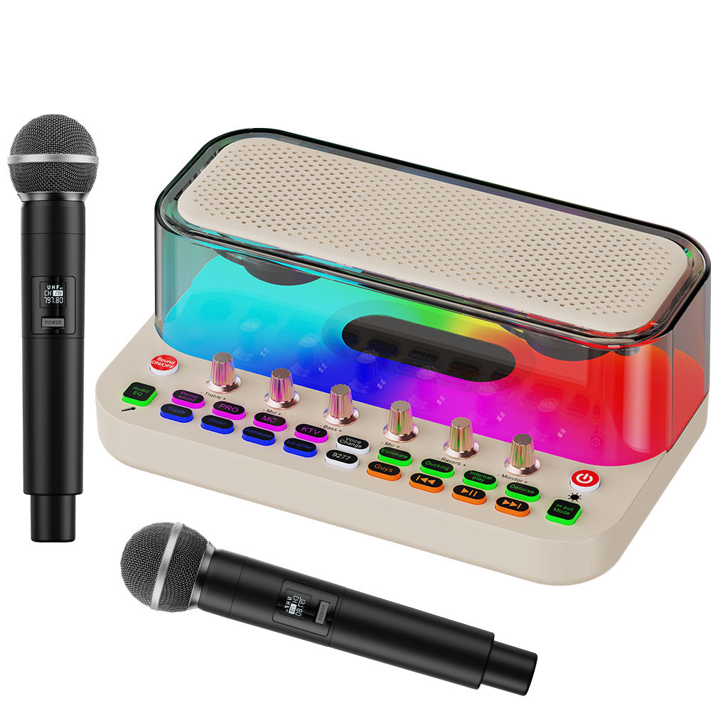 jyx s1 live sound card karaoke machine with 2 wireless mics