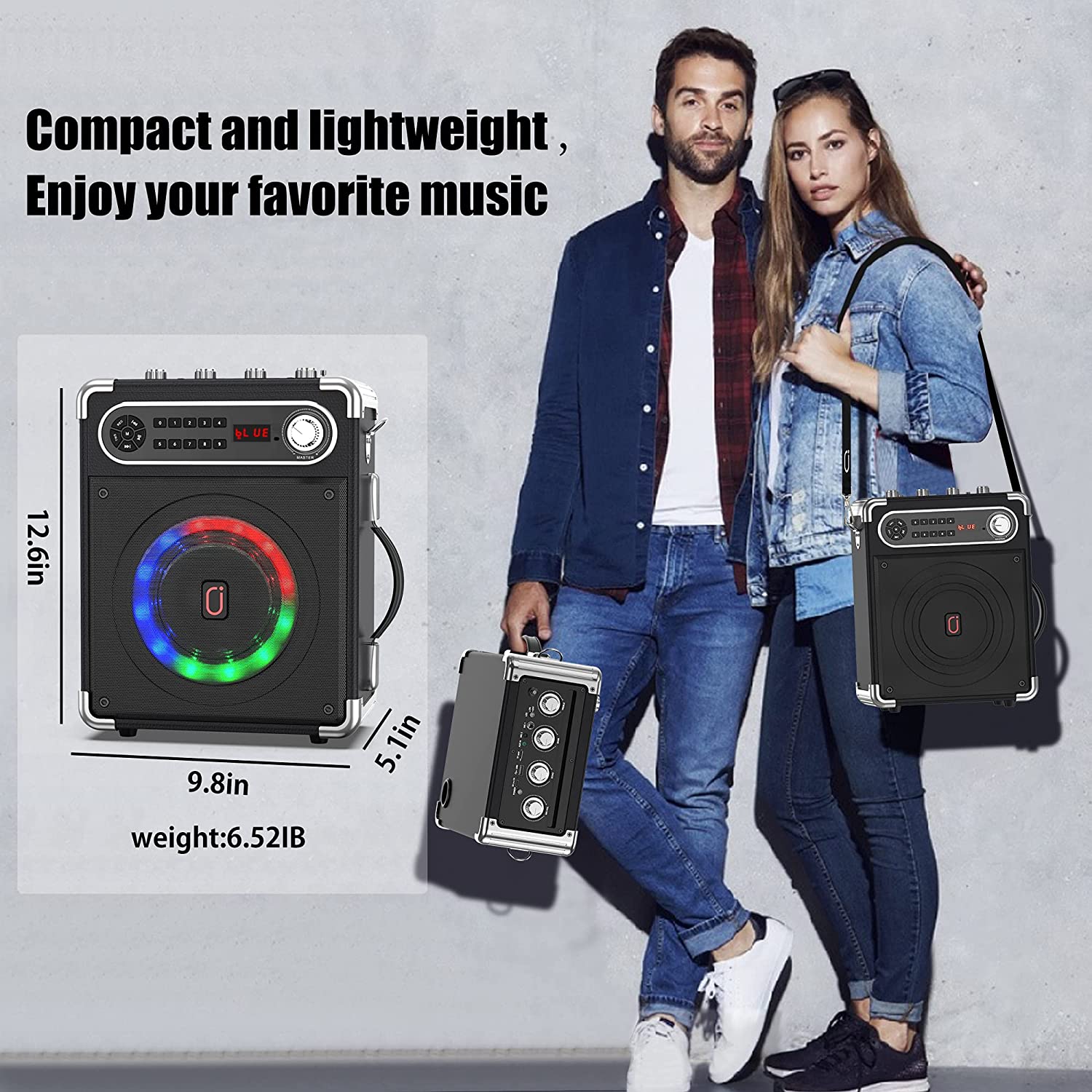 JYX S55 portable karaoke machine with handle and strap
