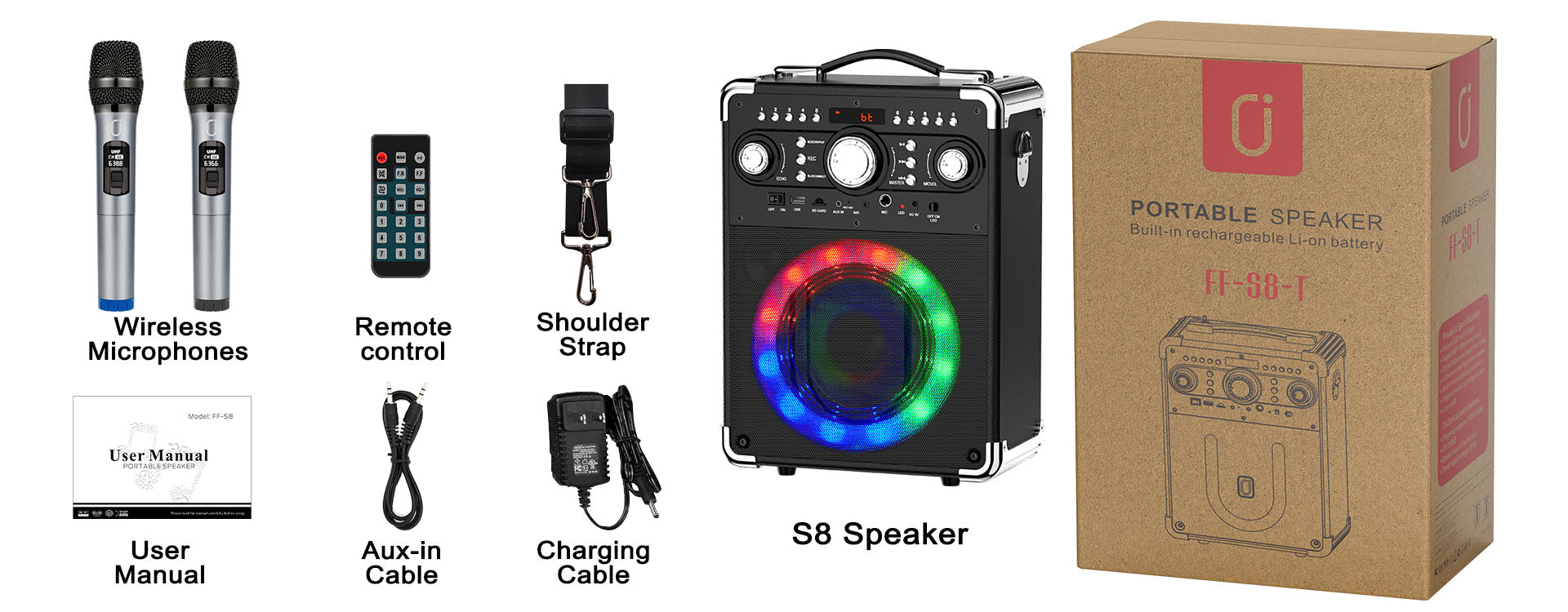 jyx s8 karaoke machine packinng accessories
