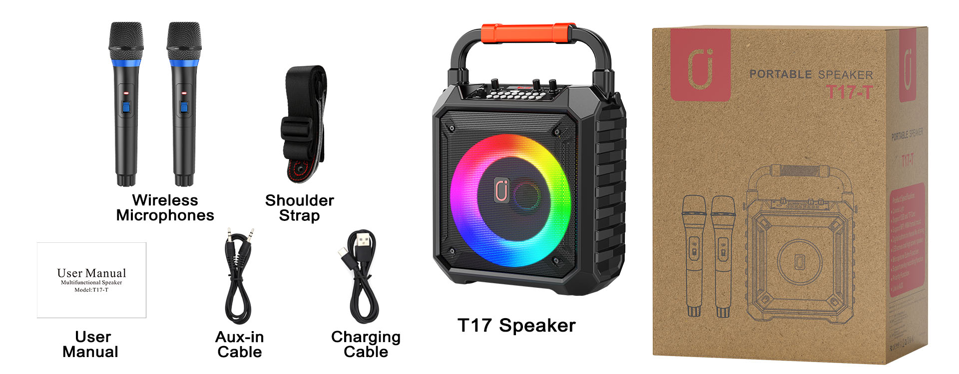 jyx t17 karaoke machine packinng accessories
