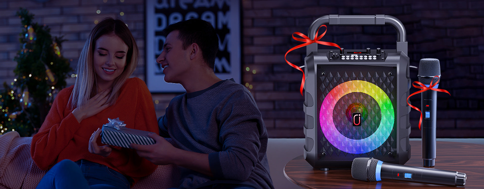 JYX T18T Home Karaoke Machine with 2 wireless microphones, the best gift for friends, family, or a lover.