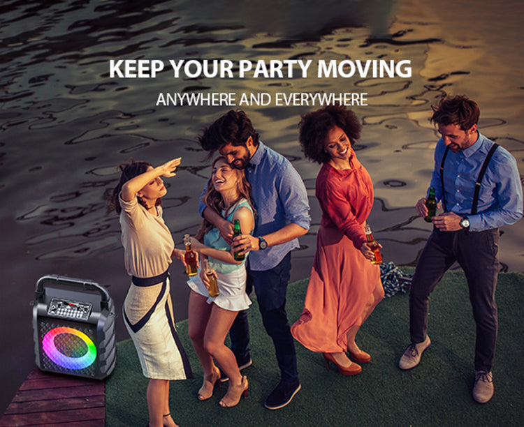 JYX T18T Home Karaoke Machine with 2 wireless microphones. Keep your party moving anywhere and everywhere.