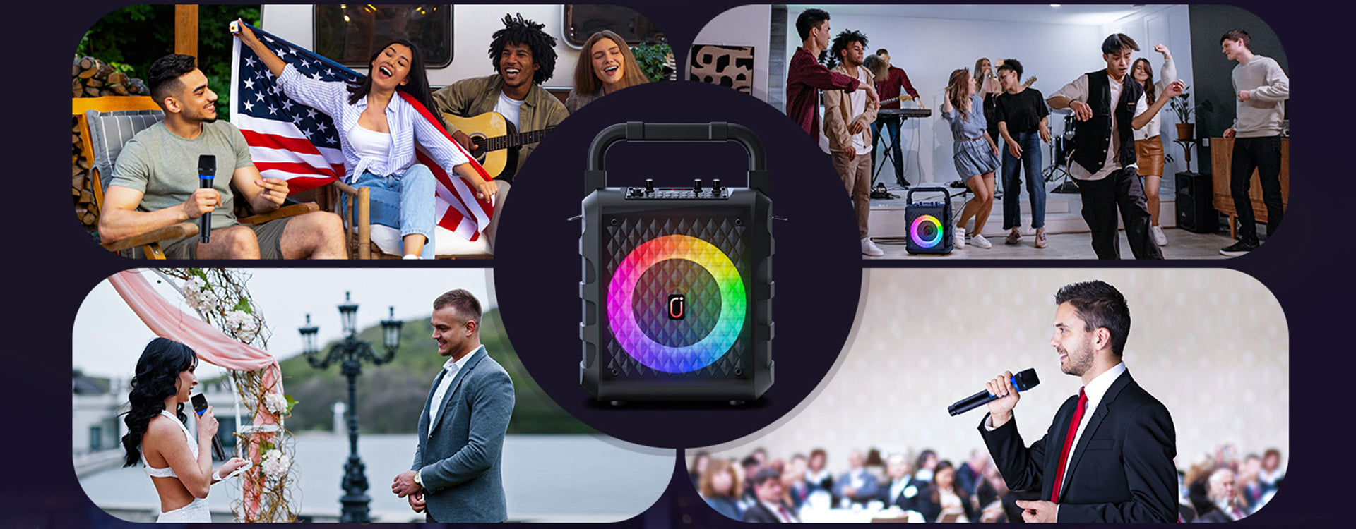JYX T18T Home Karaoke Machine with 2 wireless microphones. Suitable for classrooms, weddings, parties, and performances.