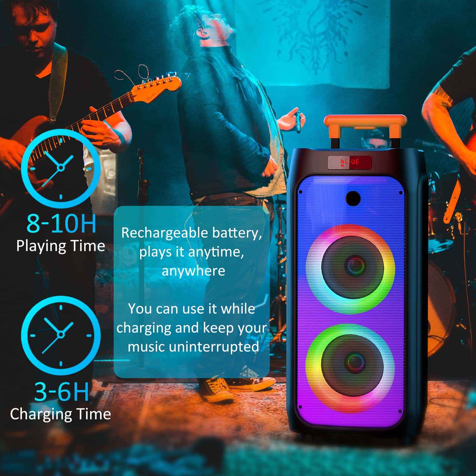 JYX T8 karaoke machine with 8 to 10 hours play time