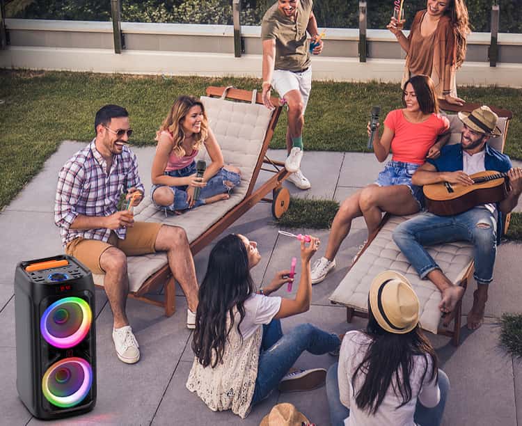 jyx t9 karaoke machine for party with two wireless microphones