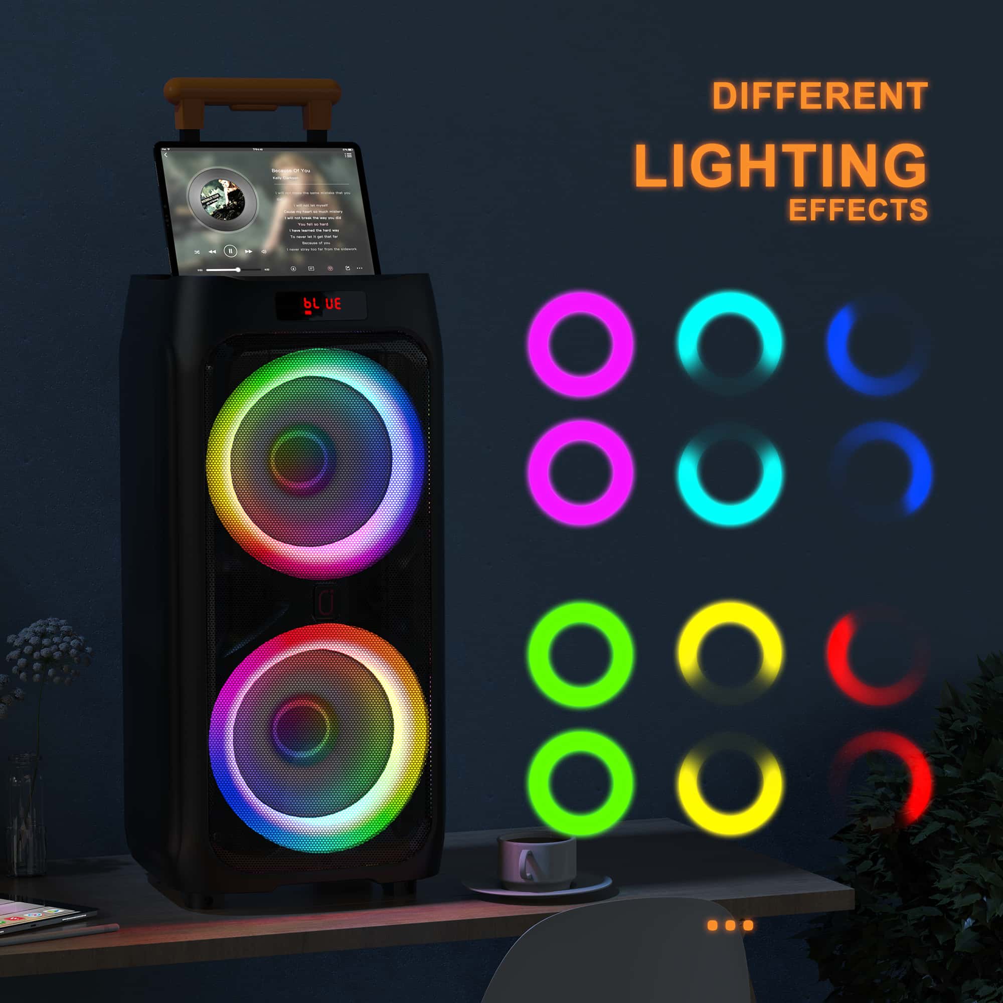 jyx t9 karaoke machine with dynamic light show