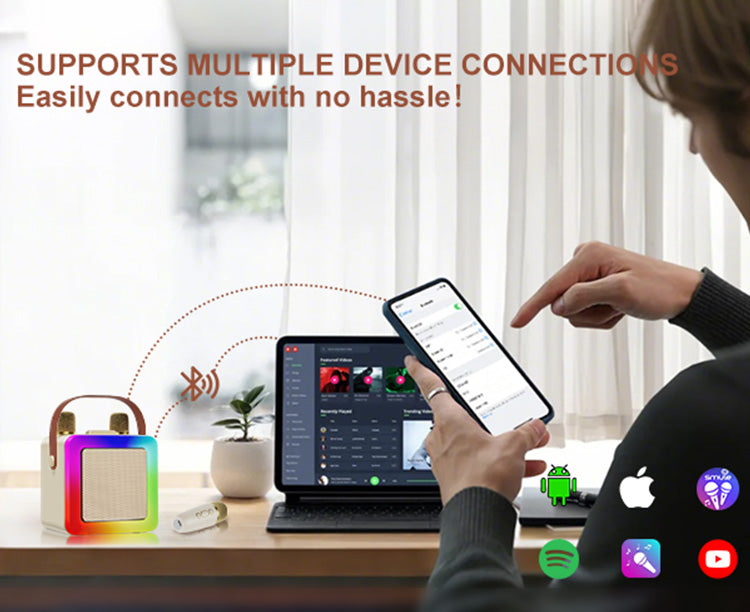 The JYX D55 karaoke box for parties supports multiple device connections. It allows for easy and hassle-free connection.