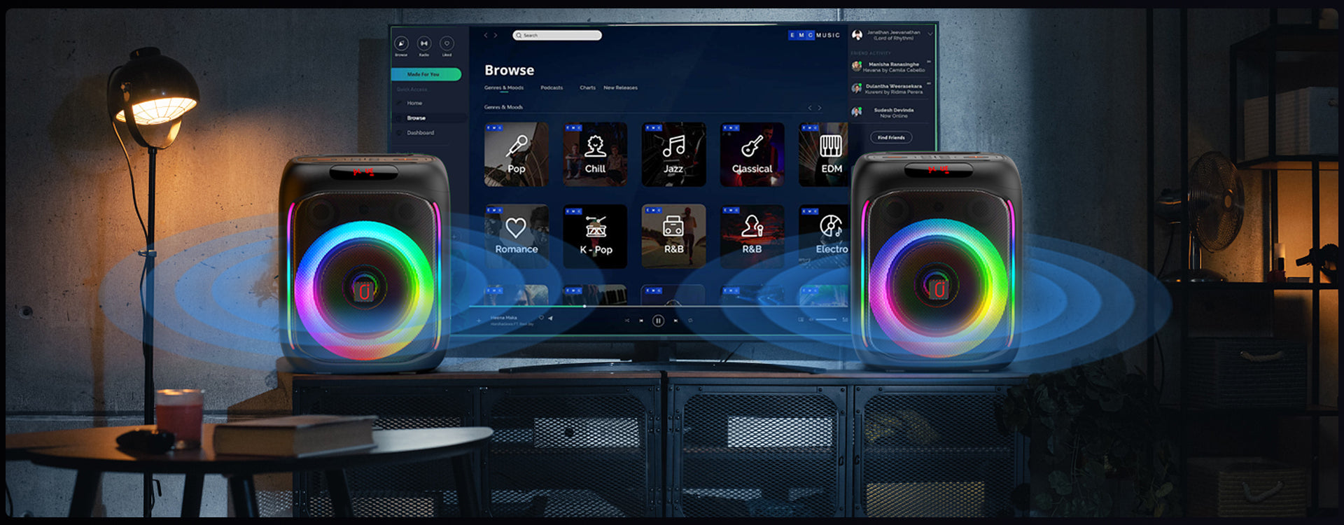 TWS karaoke speaker sync playback - Enjoy synchronized playback with TWS speaker functionality.