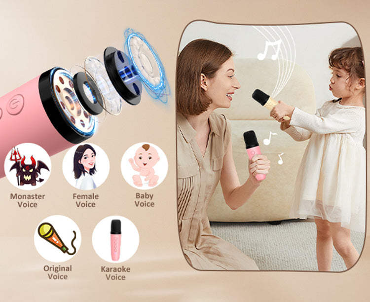 voice effect-monster voice, female voice, baby voice, oringinal voice, and karaoke voice.