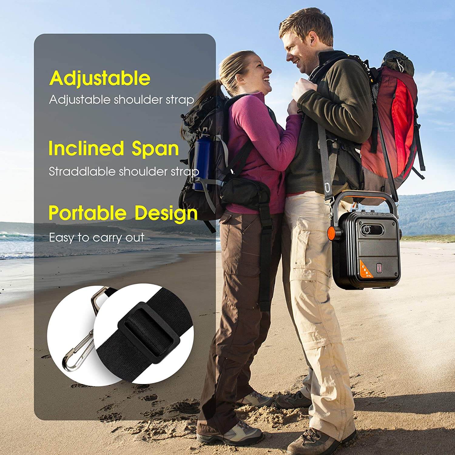 JYX 66BT portable karaoke machine with shoulder strap