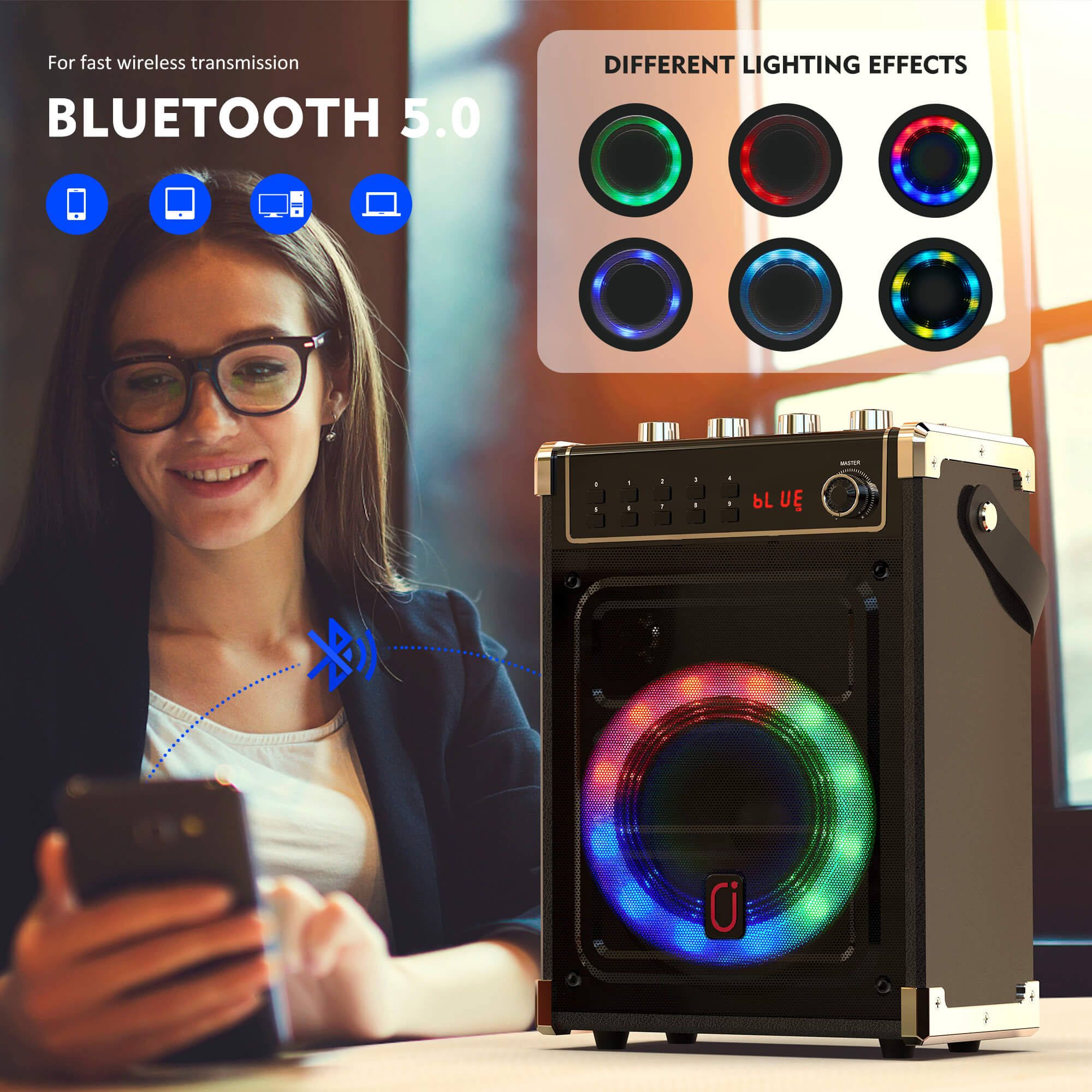 JYX 69BT Karaoke Machine with lights and bluetooth