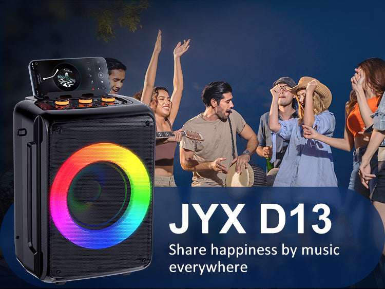 JYX D13 karaoke machine with dual microphones and bluetooth