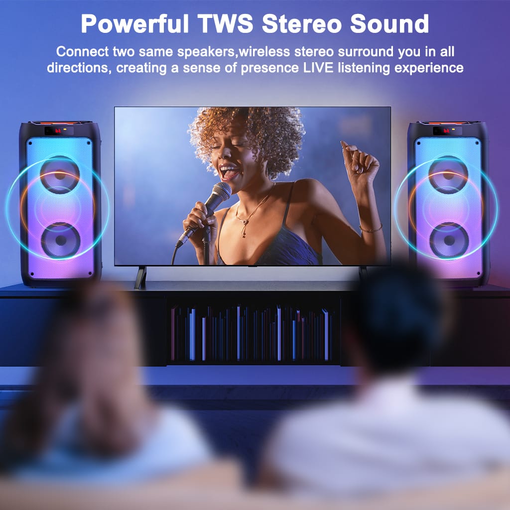 JYX Karaoke Machines with Powerful TWS Stereo Sound by connecting two speakers
