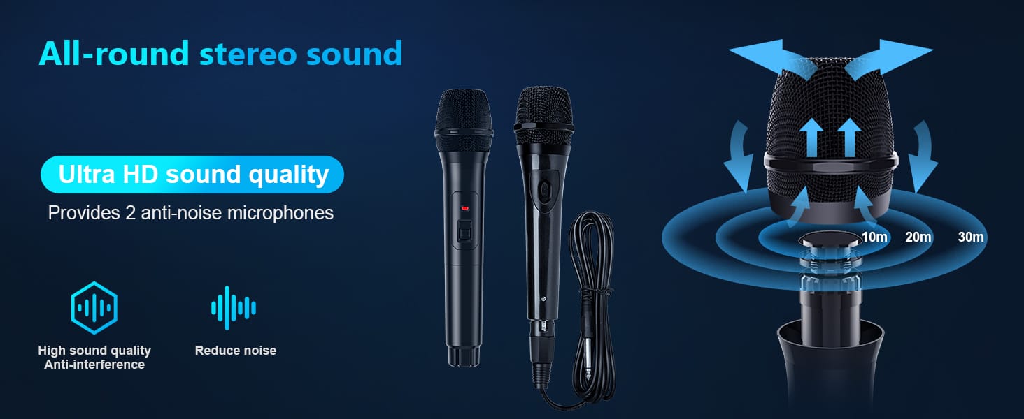 microphones of JYX D13 karaoke machine with HD sound quality