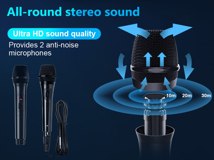 microphones of JYX D13 karaoke machine with HD sound quality