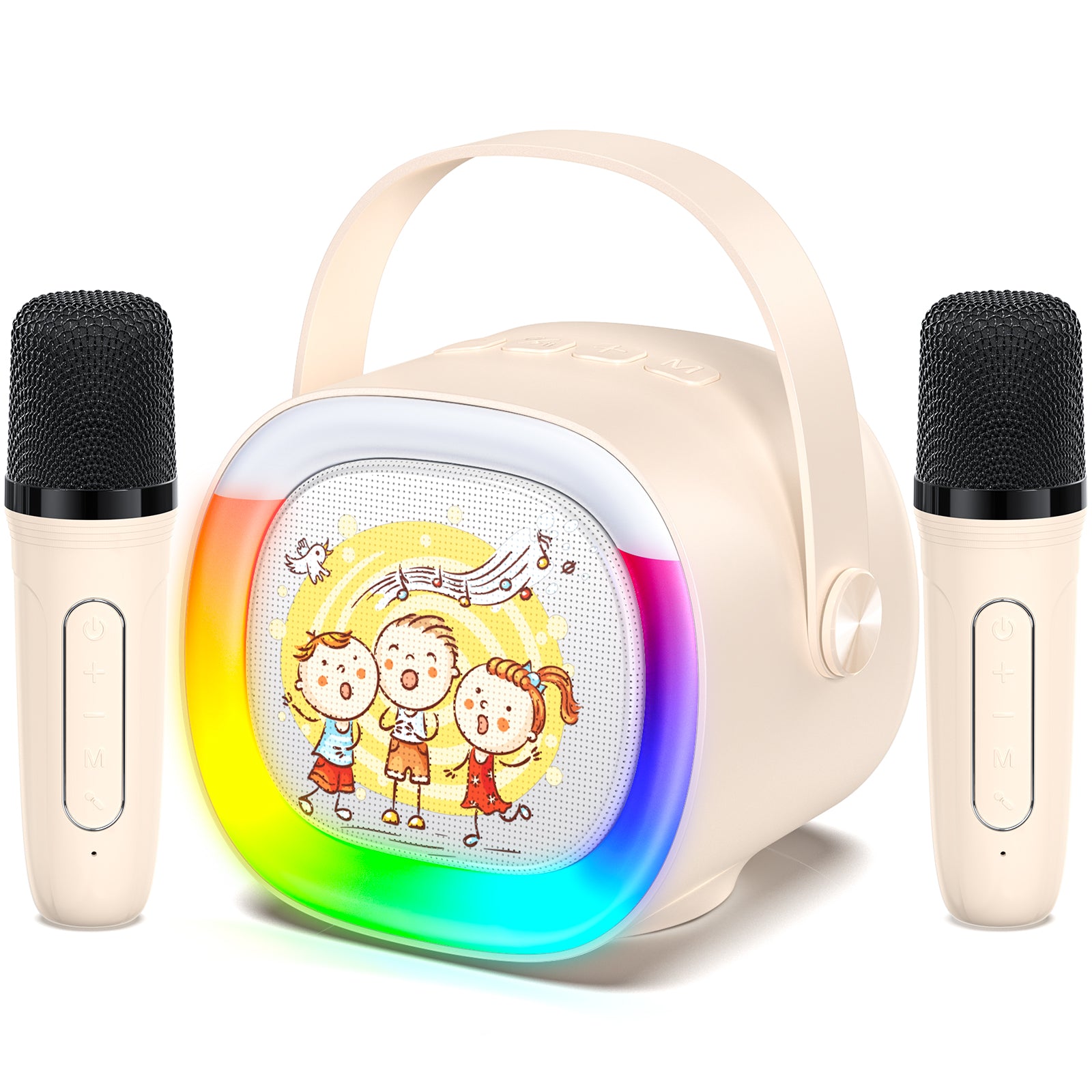 JYX-D28 Mini Karaoke Machine with 2 Wireless Microphone & LED