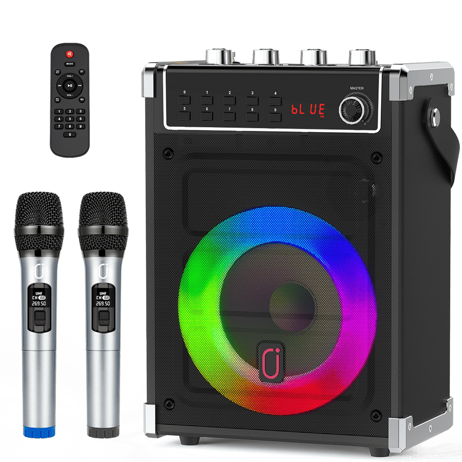 JYX 66BT Karaoke Machine with Two Wireless Microphones