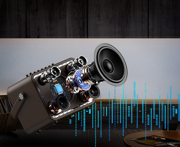 JYX C25 Professional Karaoke Machine with 4 speakers: 2 Tweeters, 2 Midrange, 6.5" Subwoofer for immersive sound.