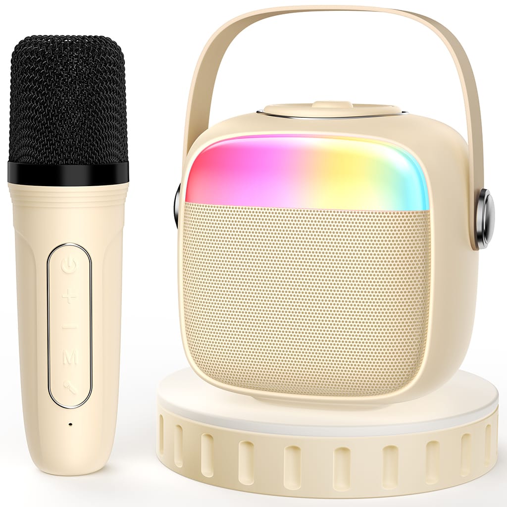 JYX D22 Karaoke Machine in Beige Color with a One Microphone