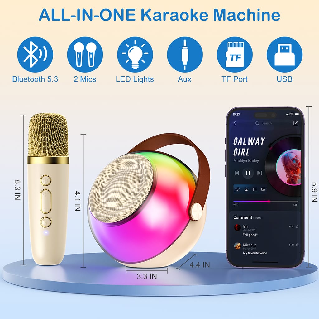 JYX D25 karaoke machine with atmosphere lights