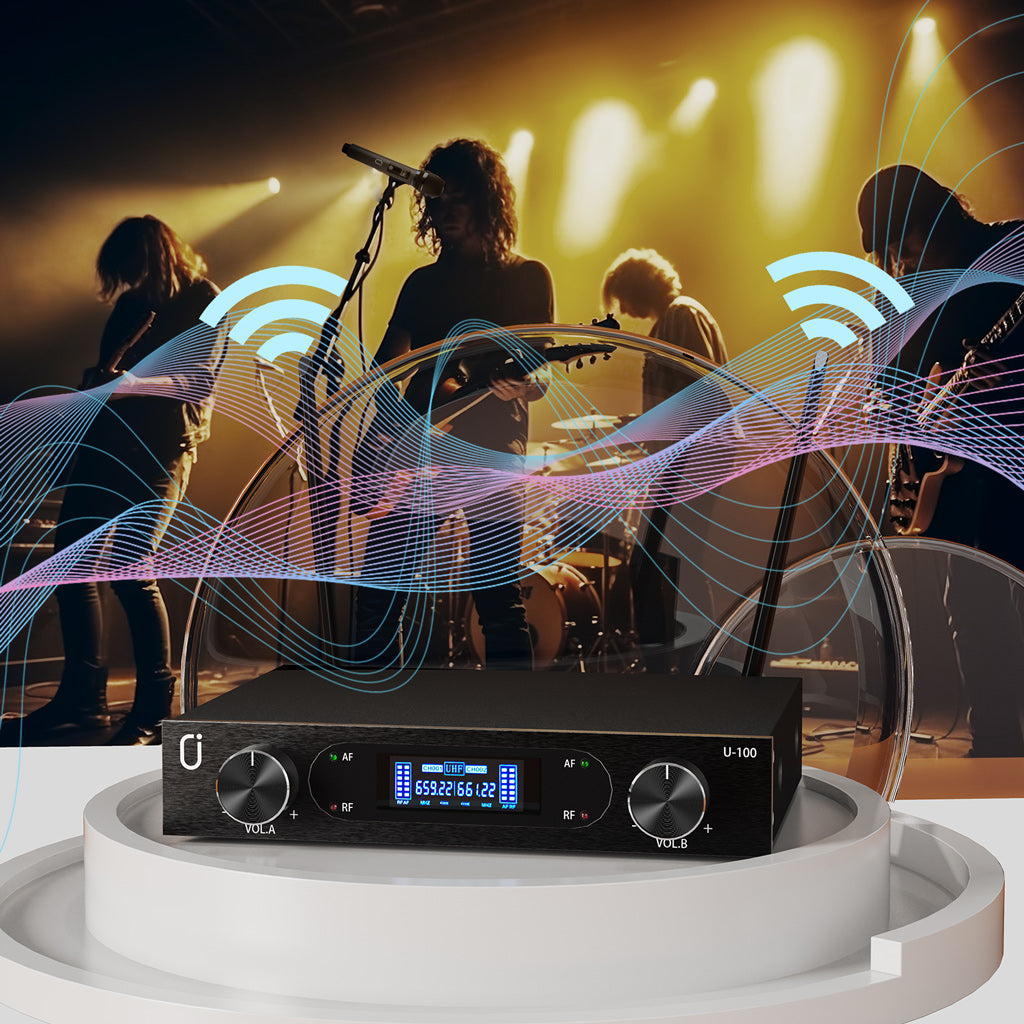 JYX MS001 Wireless Microphone System displayed in a performance setting