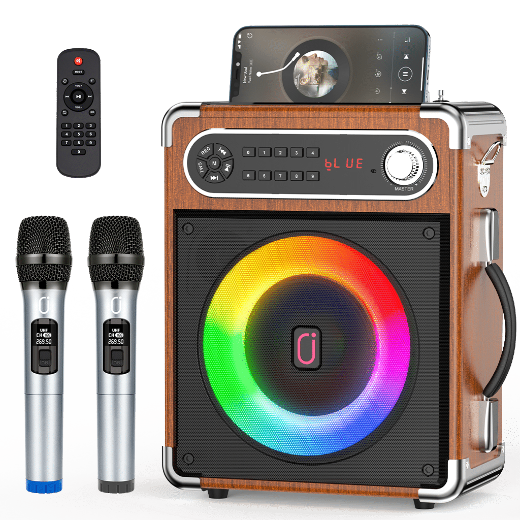 JYX Karaoke Machine With 2 UHF Wireless Microphones, Bluetooth