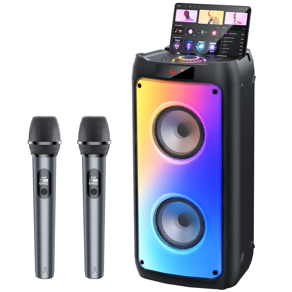 JYX T10T Karaoke machine with 2 wireless microphones