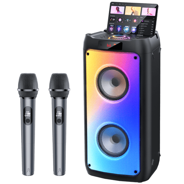 JYX Karaoke Machine with 2 Wireless Microphones, Deep Bass Speaker
